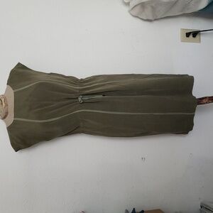 Lafayette 148 New York Silk Olive Midi Dress Sz S
